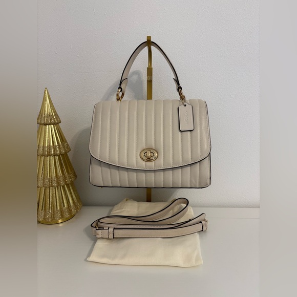 Coach Handbags - COACH Tilly Top Handle Crossbody Bag – Linear Quilting in Chalk